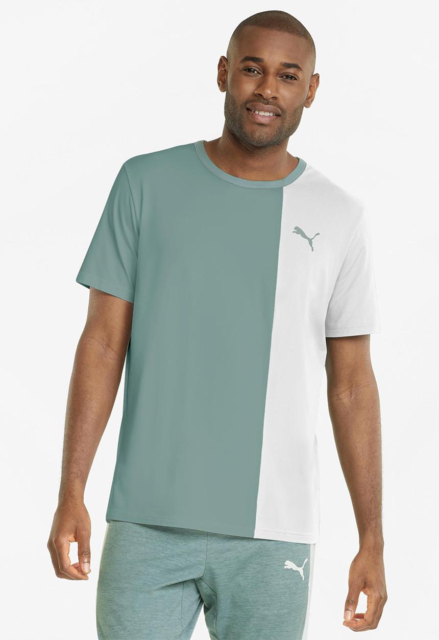PUMA - CLOUDSPUN Short Sleeve Training Tee - mineral blue & puma white