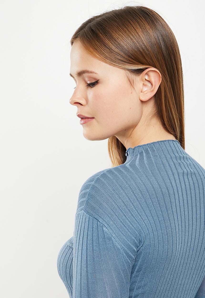 Cotton On - Ribbing mock neck pullover - blue