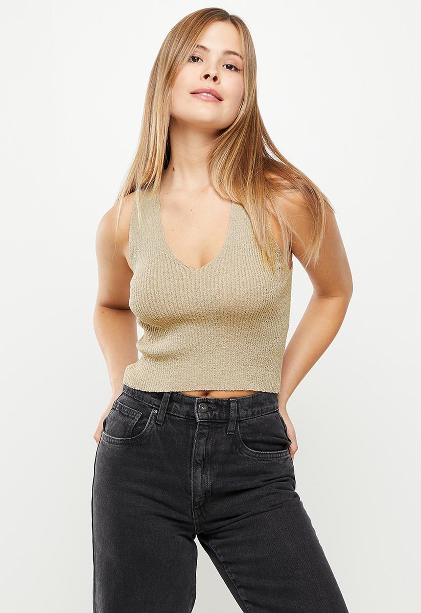 Cotton On - Set up v-neck tank - washed taupe