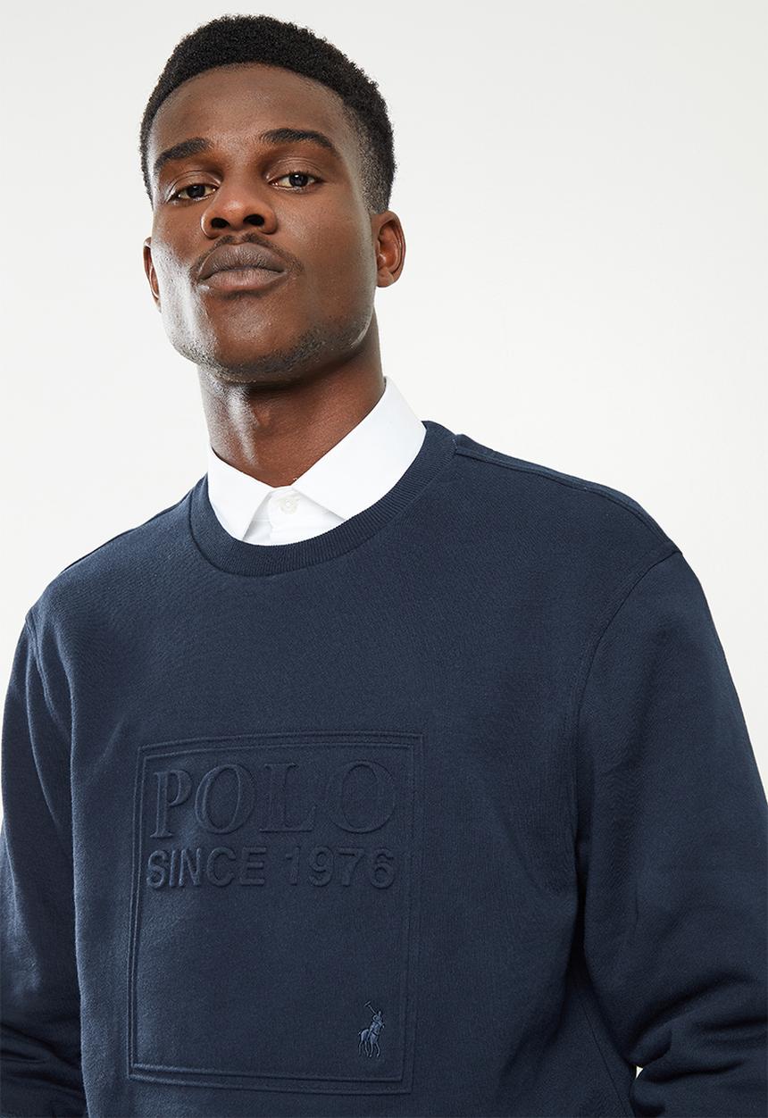 POLO - Men crew embossed sweat - navy