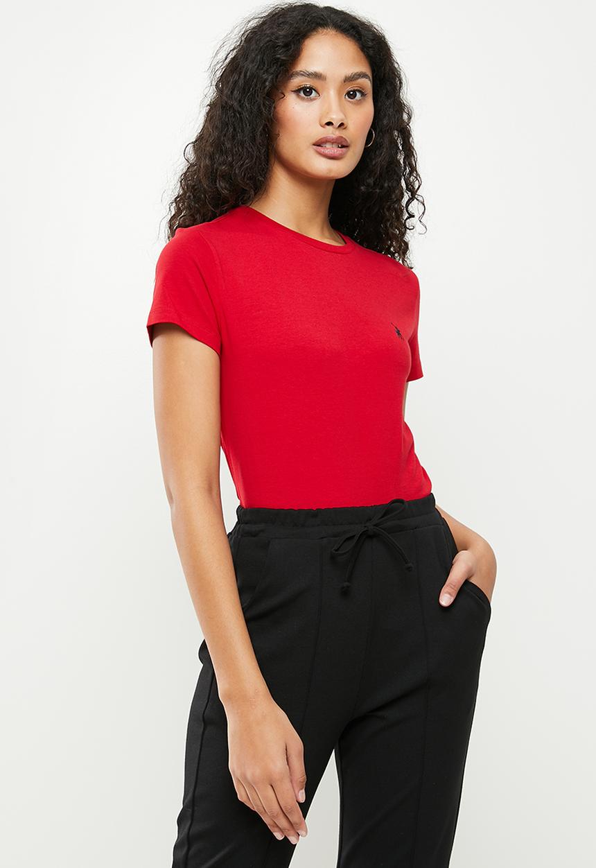 POLO - Allie short sleeve pony stretch t-shirt - red
