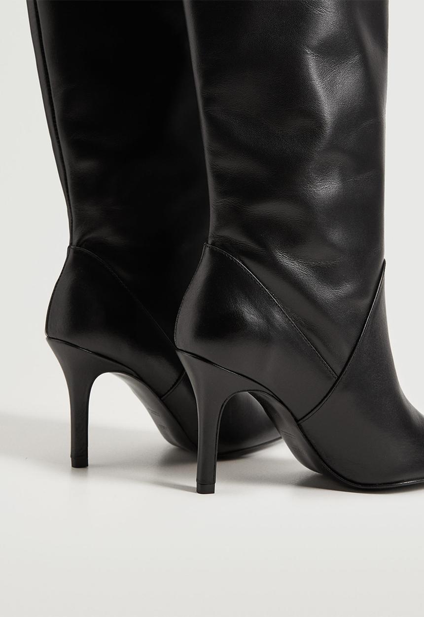 MANGO - Rosa leather high heel boot - black