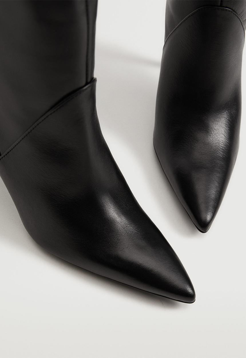 MANGO - Rosa leather high heel boot - black