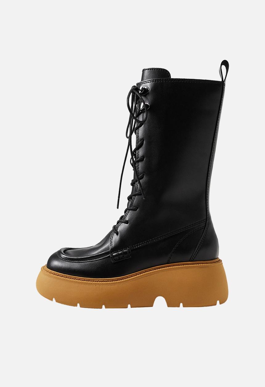 MANGO - Charles high boot with laces - black