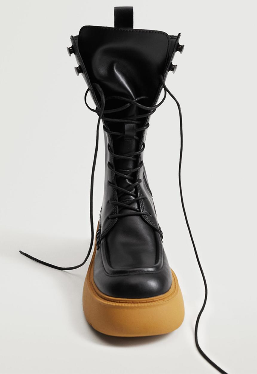 MANGO - Charles high boot with laces - black