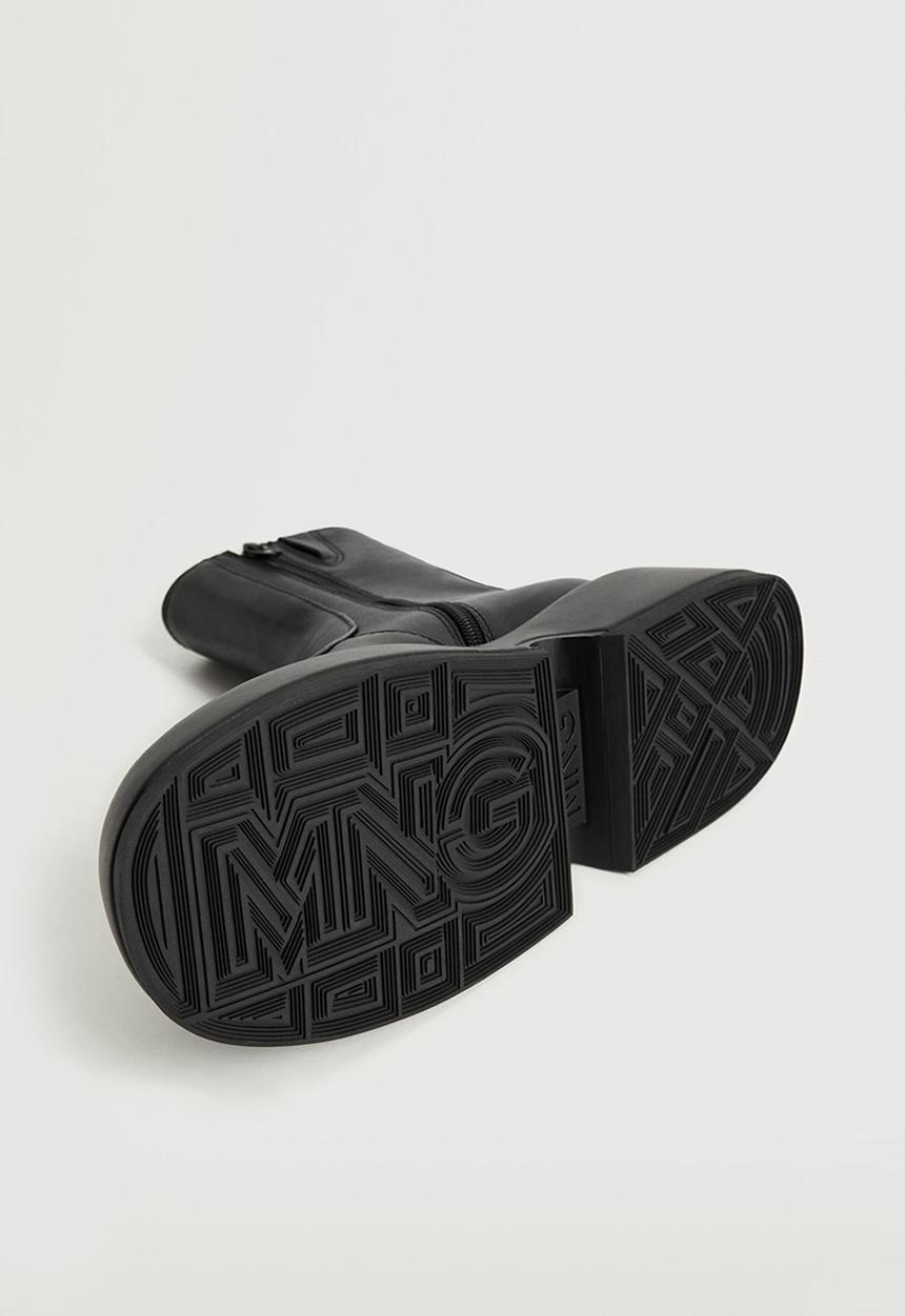 MANGO - Volume leather platform ankle boot - black