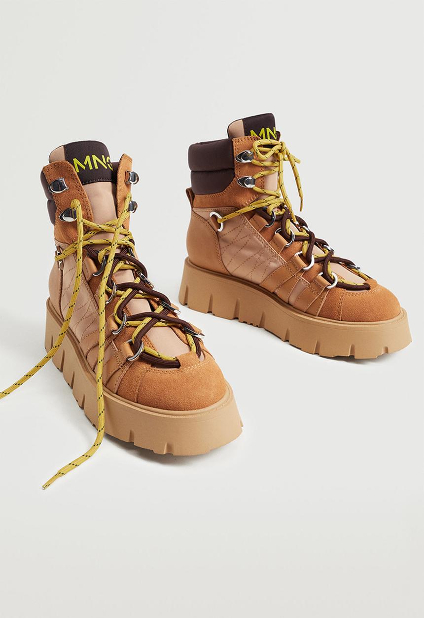 MANGO - Mountain leather lace-up boot - medium brown
