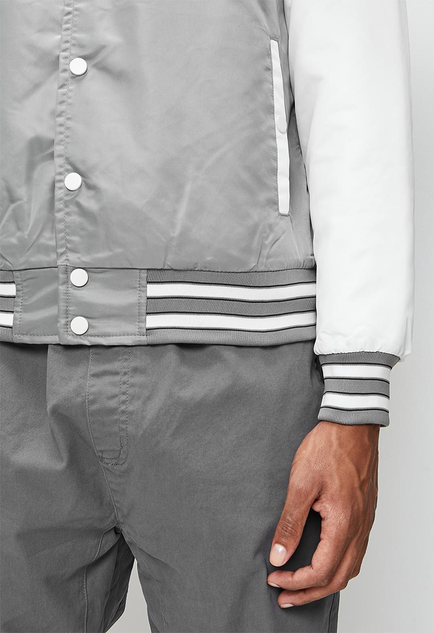 STYLE REPUBLIC - Padded varsity bomber jacket - grey & white