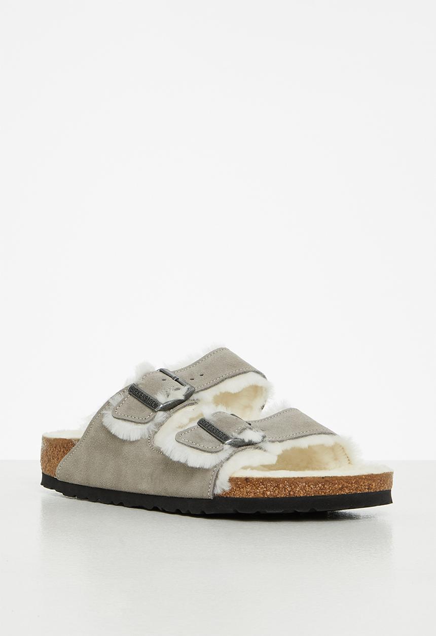 Birkenstock - Arizona vl suede leather/sheepskin regular - stone coin