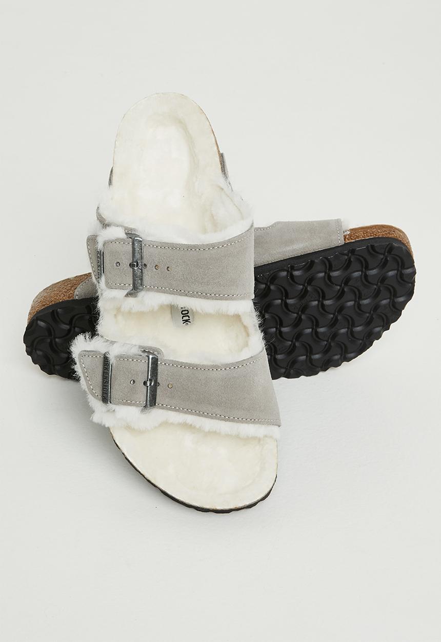 Birkenstock - Arizona vl suede leather/sheepskin regular - stone coin