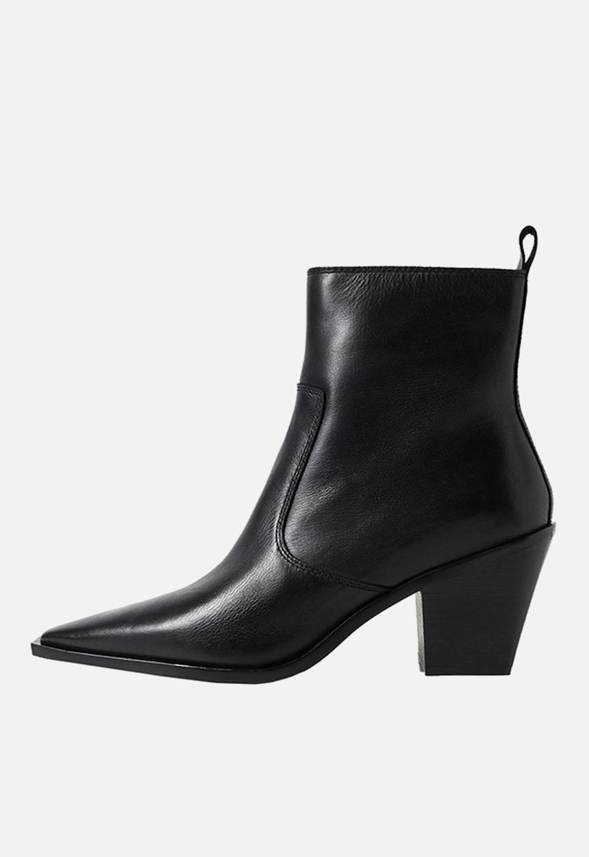 MANGO - Rodeo leather ankle boot - black