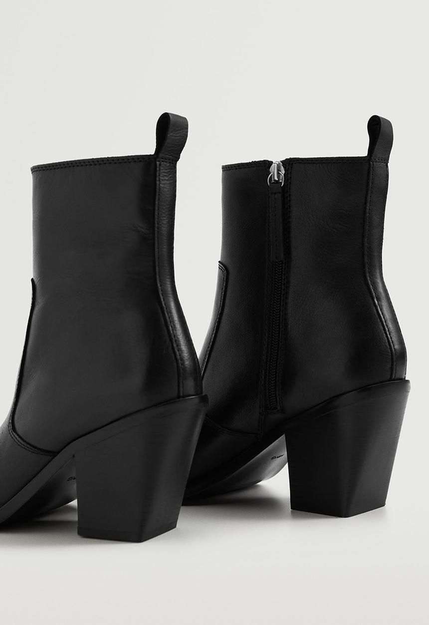 MANGO - Rodeo leather ankle boot - black