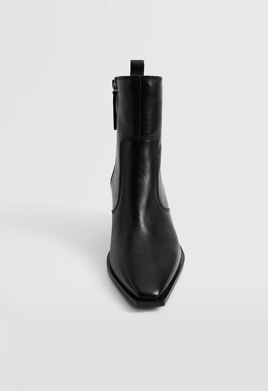 MANGO - Rodeo leather ankle boot - black