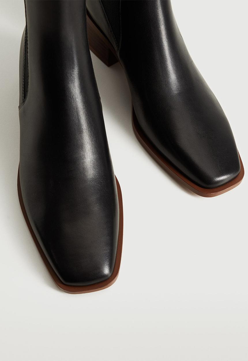 MANGO - Chel leather ankle boot - black
