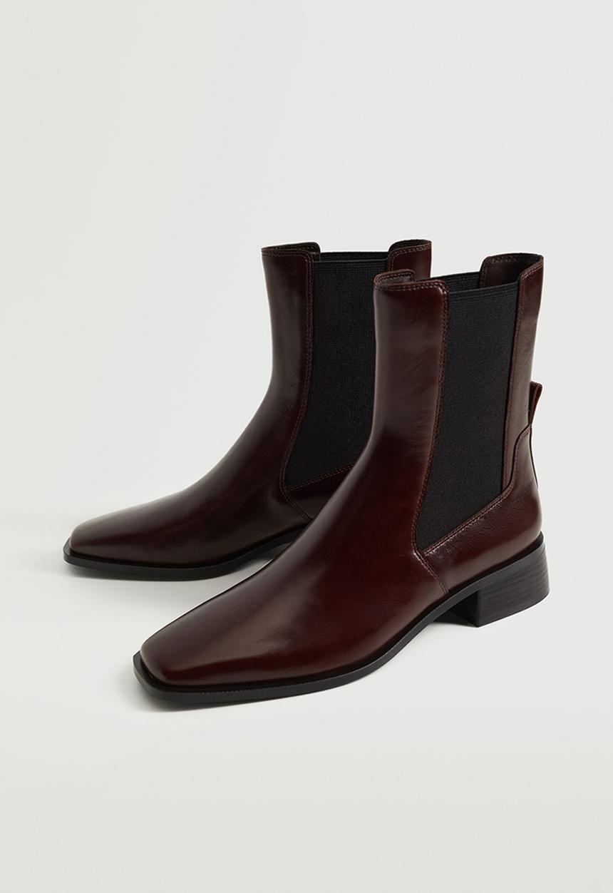 MANGO - Chel1 leather ankle boot - dark red