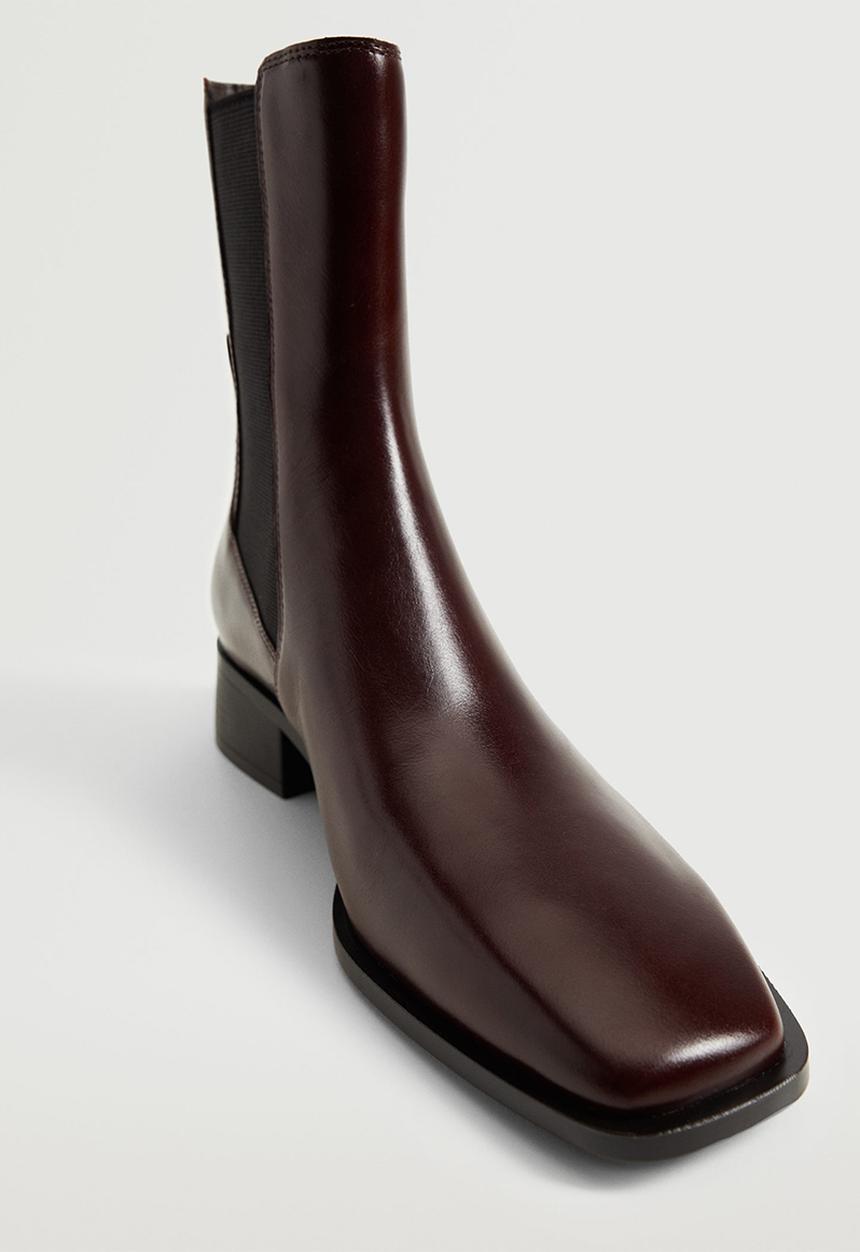MANGO - Chel1 leather ankle boot - dark red