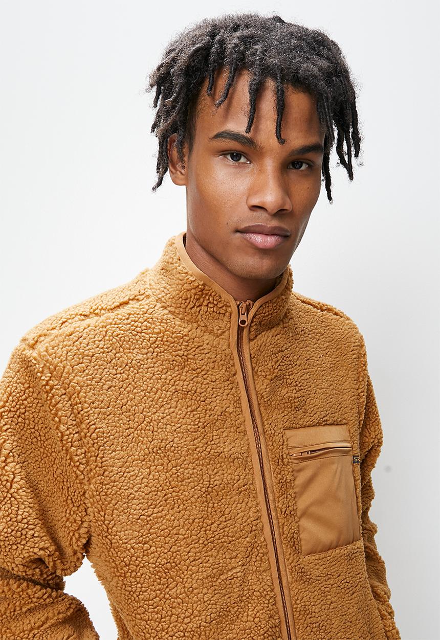 STYLE REPUBLIC - Borg jacket with contrast panels - tobacco