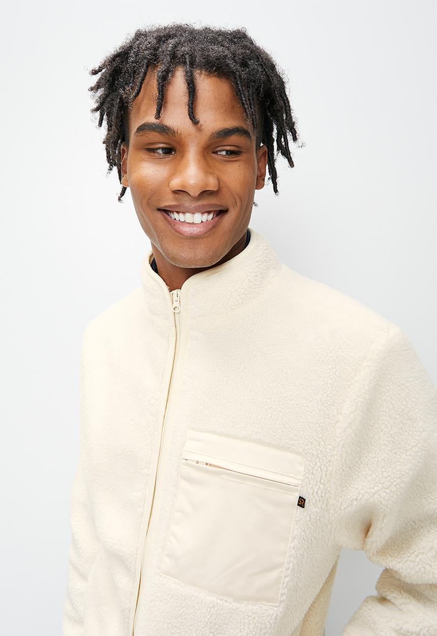 STYLE REPUBLIC - Borg jacket with contrast panels - ecru