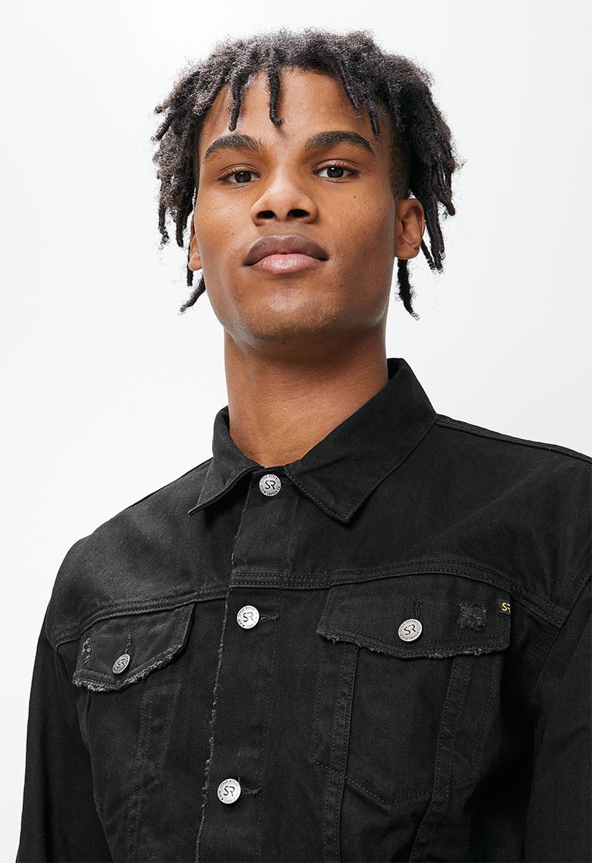 STYLE REPUBLIC - Denim trucker jacket with rips - washed black