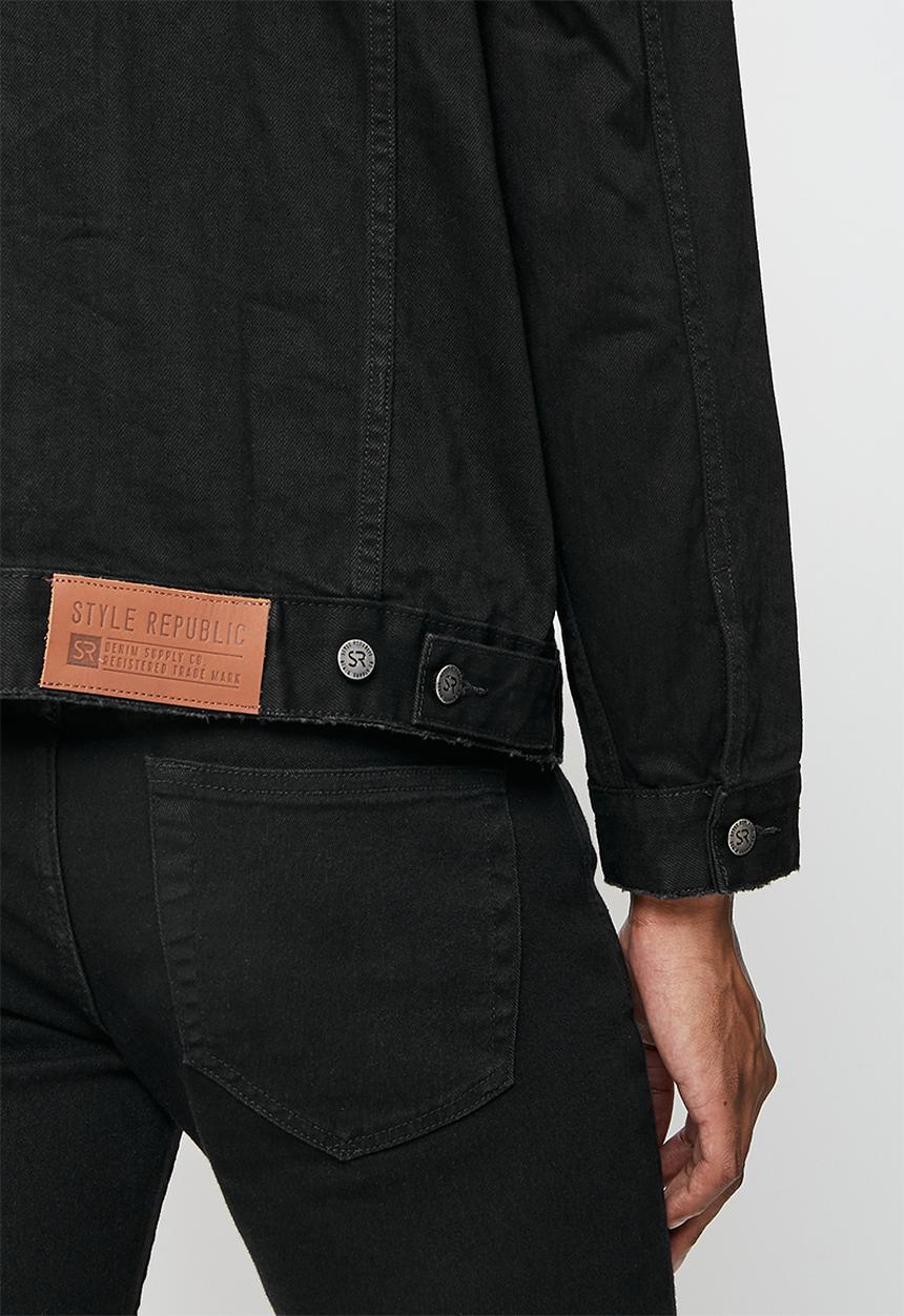 STYLE REPUBLIC - Denim trucker jacket with rips - washed black