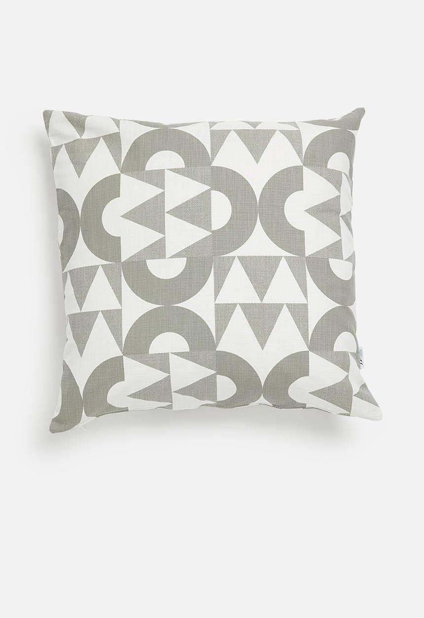 Sixth Floor - Jigsaw printed cushion cover - natural & grey