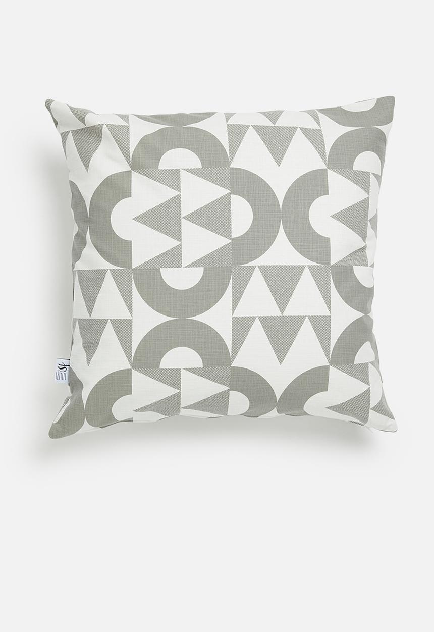 Sixth Floor - Jigsaw printed cushion cover - natural & grey