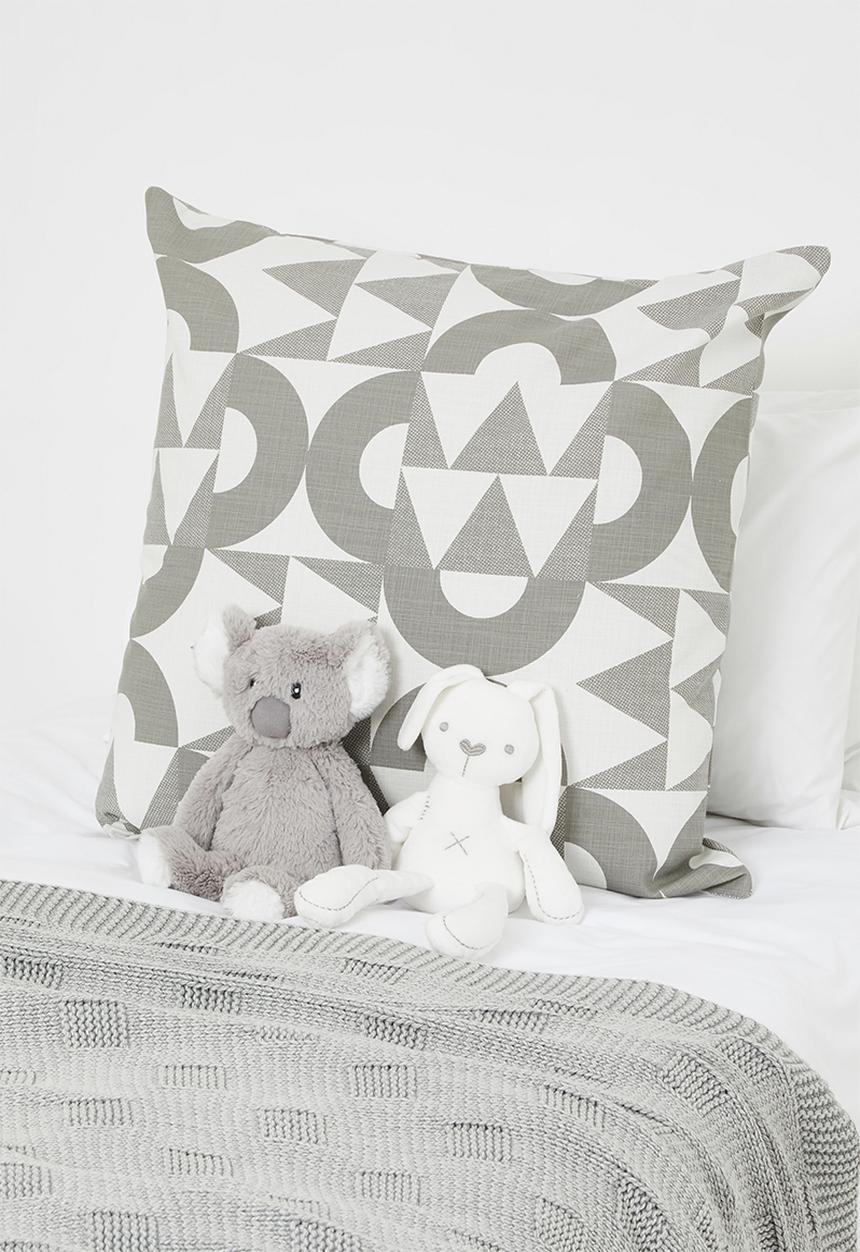 Sixth Floor - Jigsaw printed cushion cover - natural & grey