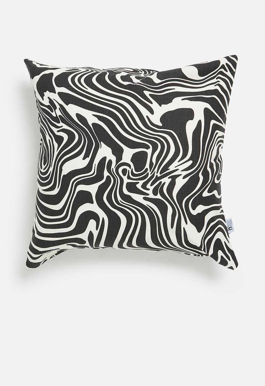 Sixth Floor - Organic curves printed cushion cover - black & white