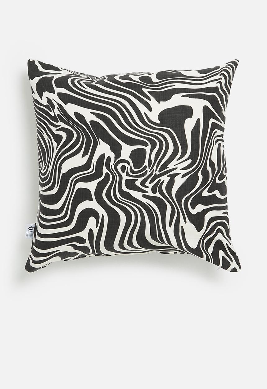 Sixth Floor - Organic curves printed cushion cover - black & white