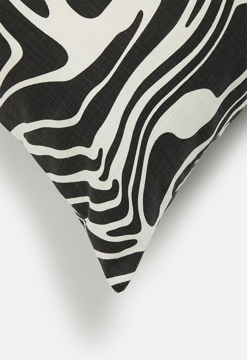 Sixth Floor - Organic curves printed cushion cover - black & white