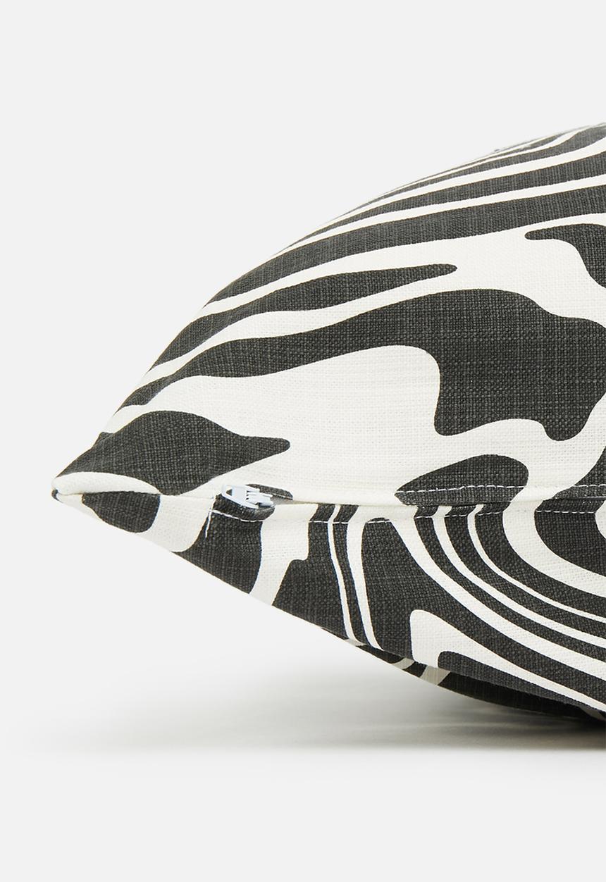Sixth Floor - Organic curves printed cushion cover - black & white