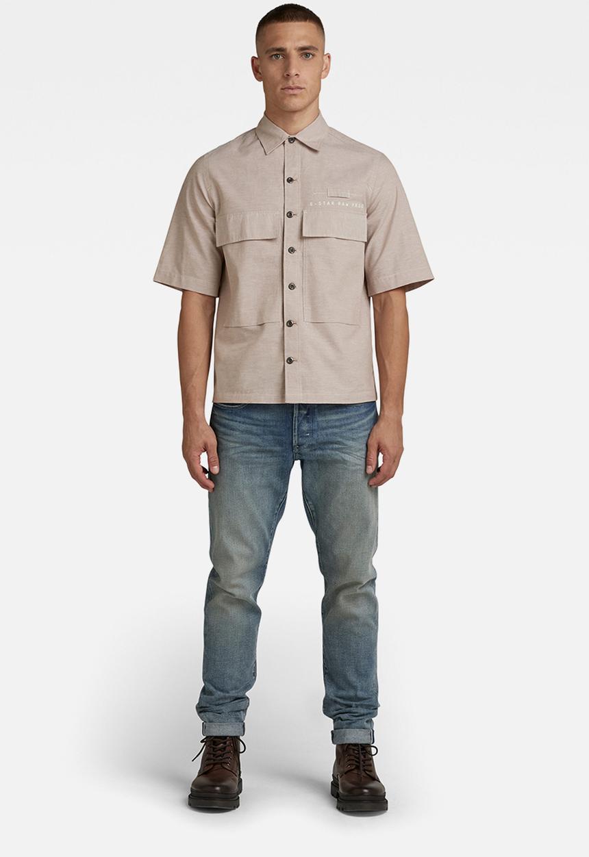 G-STAR - Pocketony service reg shirt s\s - westpoint khaki/white