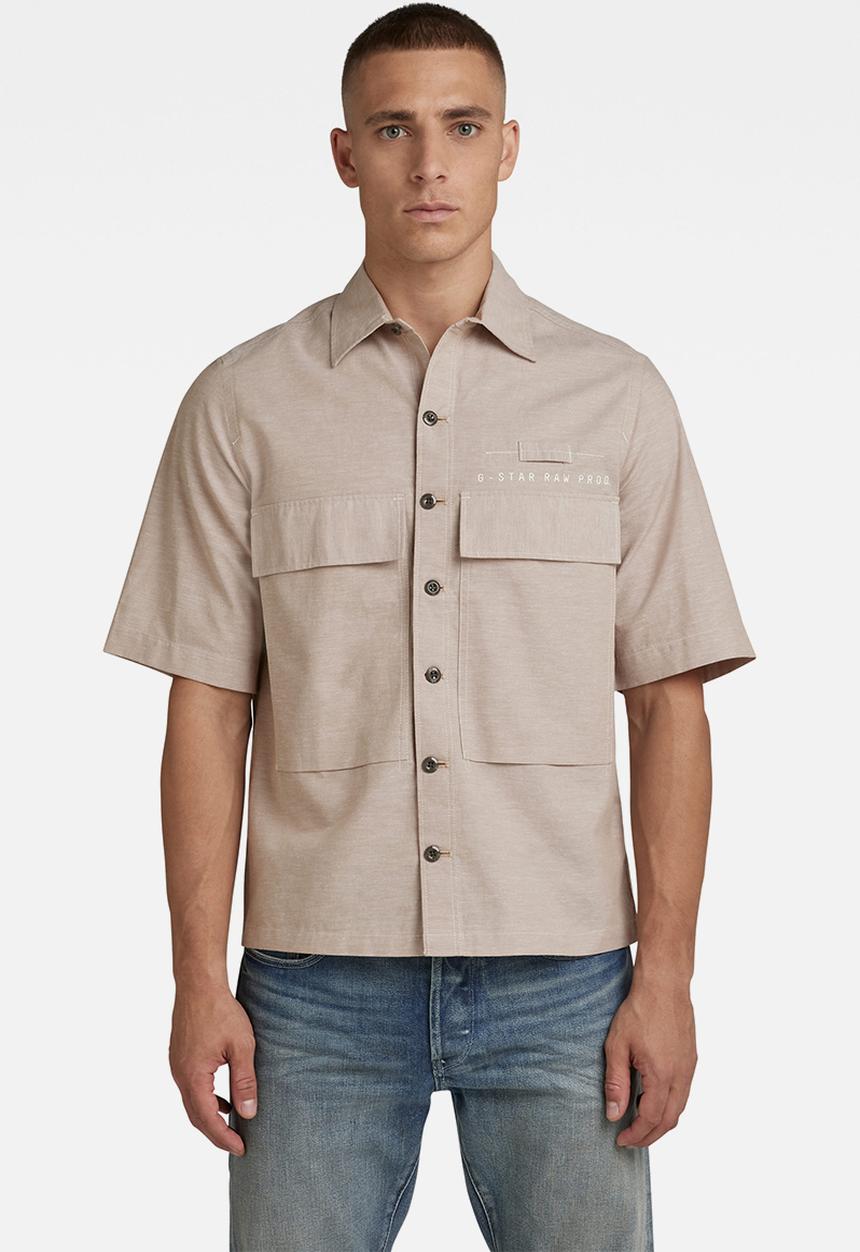 G-STAR - Pocketony service reg shirt s\s - westpoint khaki/white