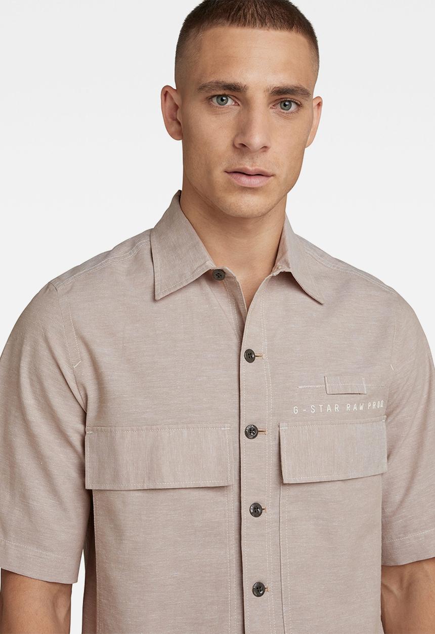 G-STAR - Pocketony service reg shirt s\s - westpoint khaki/white