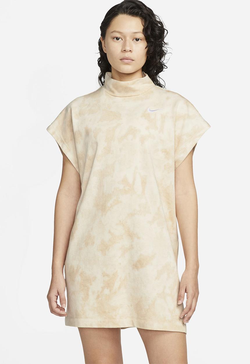 Nike - W nsw wash jersey dress - sanddrift / white