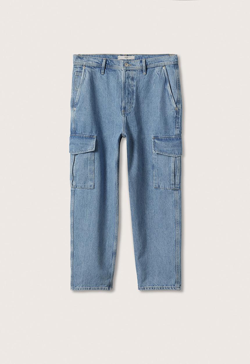 MANGO - Egeo Loose Cargo Jeans  - Open Blue