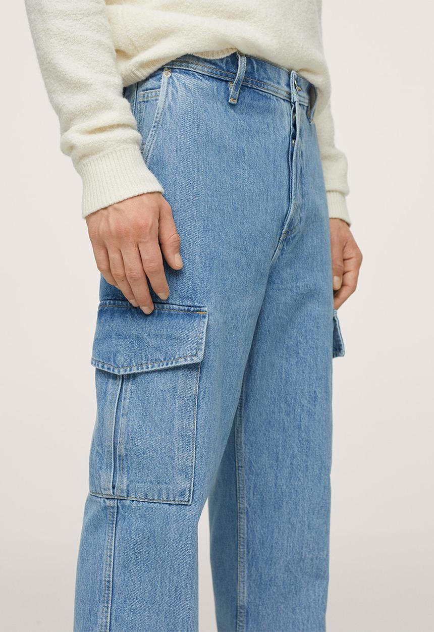 MANGO - Egeo Loose Cargo Jeans  - Open Blue