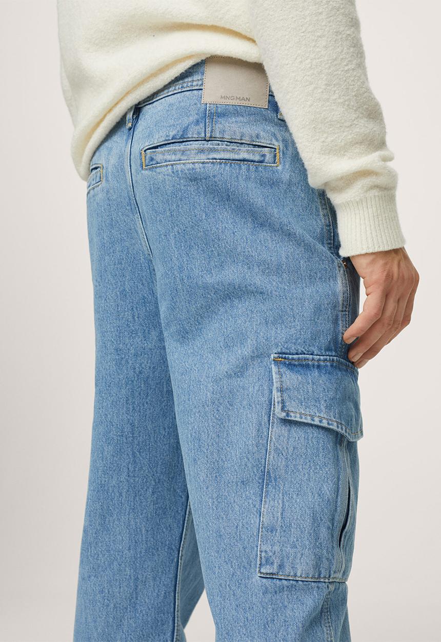 MANGO - Egeo Loose Cargo Jeans  - Open Blue
