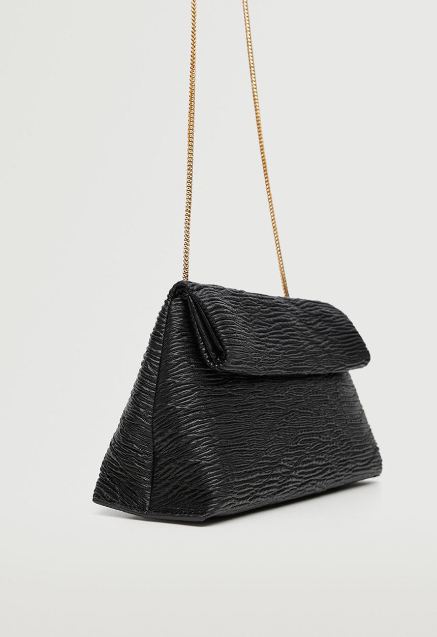 MANGO - Texture cross-body bag - black
