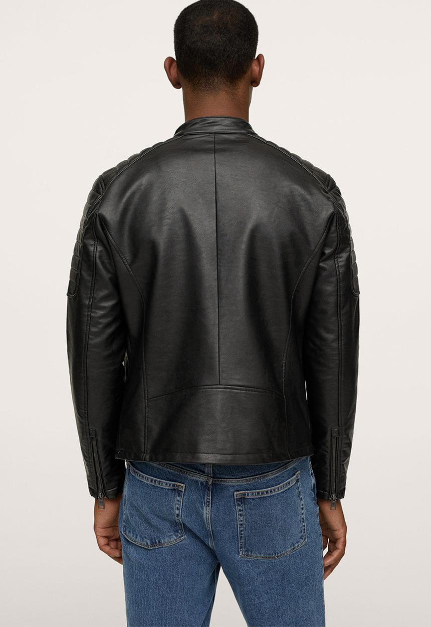 MANGO - Joseno Faux-Leather Biker Jacket  - Black