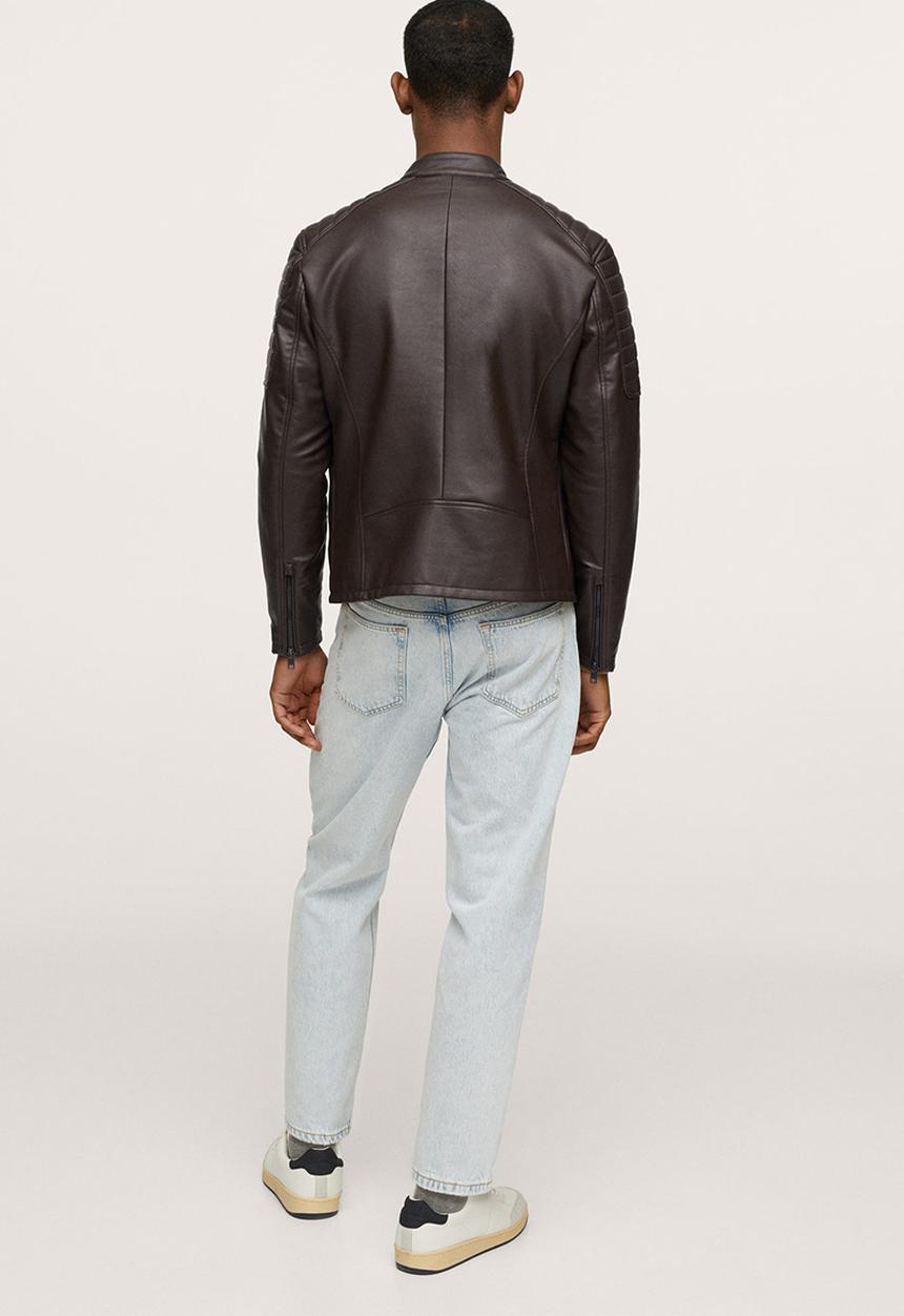 MANGO - Joseno Faux-Leather Biker Jacket - brown