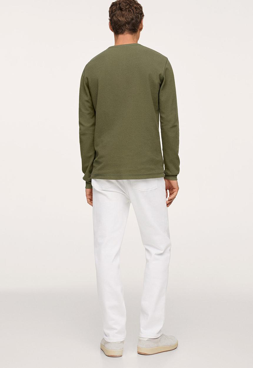 MANGO - Oliver Henley collar long-sleeved t-shirt - Khaki