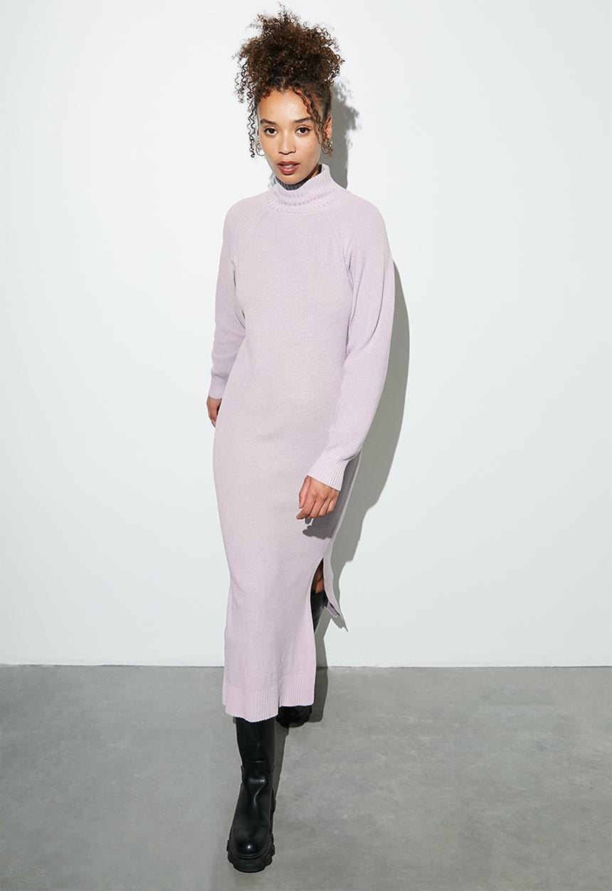 Superbalist - Organic cotton knitwear ribbed midi dress - lilac