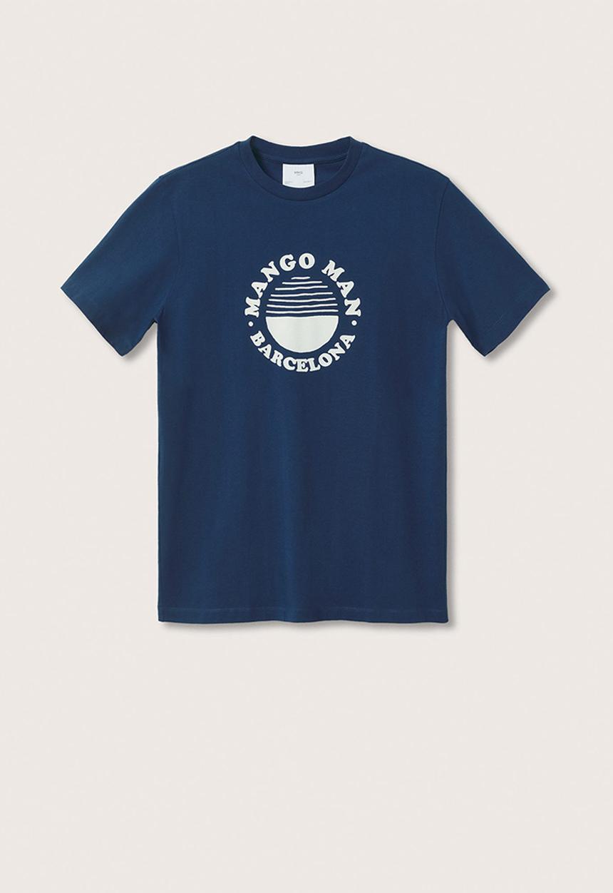 MANGO - Logo he cotton t-shirt  - navy
