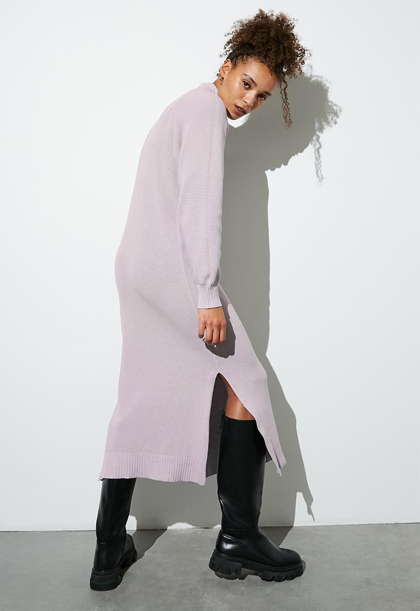 Superbalist - Organic cotton knitwear ribbed midi dress - lilac