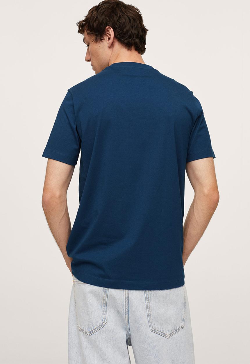 MANGO - Logo he cotton t-shirt  - navy