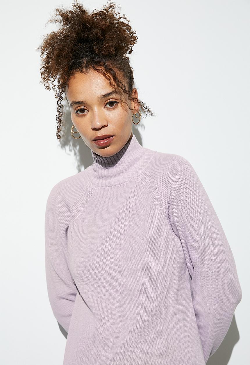 Superbalist - Organic cotton knitwear ribbed midi dress - lilac