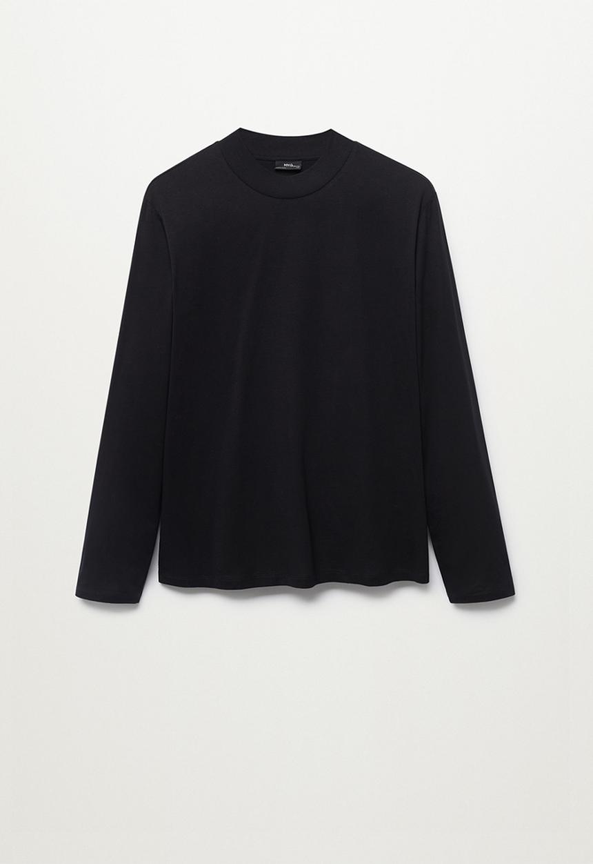MANGO - Javi Long sleeve cotton t-shirt - Black