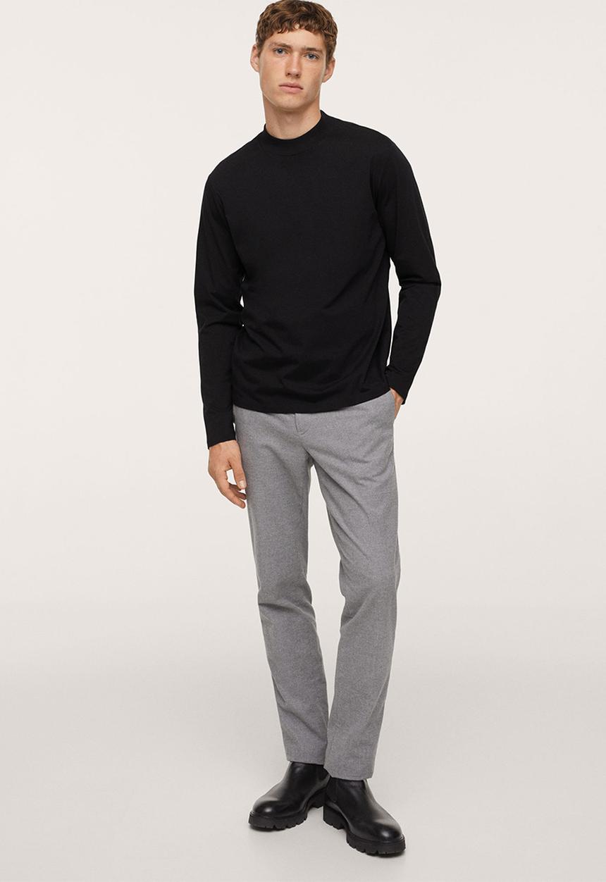 MANGO - Javi Long sleeve cotton t-shirt - Black