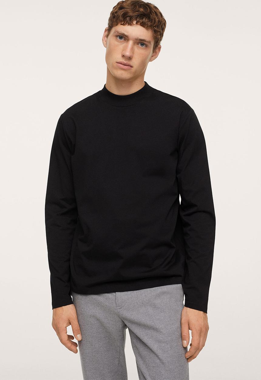 MANGO - Javi Long sleeve cotton t-shirt - Black